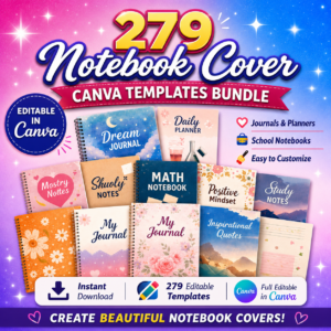 279 Premium Notebook Cover Canva Templates Bundle