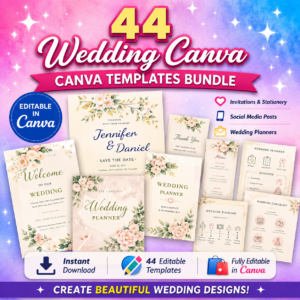 44 Premium Wedding Canva Templates Bundle