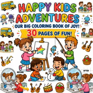 Happy Kids Adventures Coloring Book 30 pages